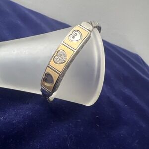 Brighton Heart Trio ID Silvertone Bracelet Adjustable Length8"
